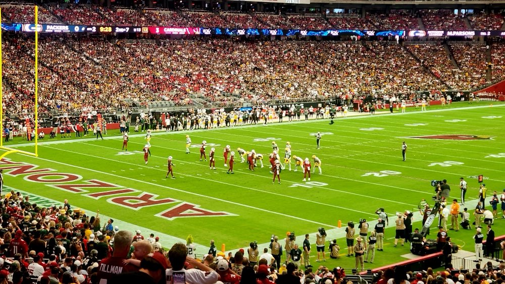 A packed State Farm Stadium during an Arizona Cardinals game